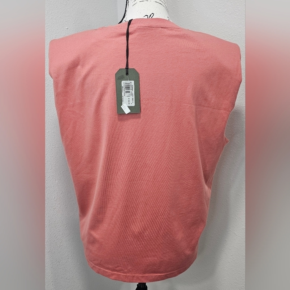 AllSaints Women’s Coni Tank Top S Pink Shoulder Pad Crewneck Sleeveless Shirt - Picture 5 of 14